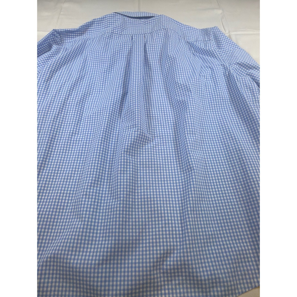 Stafford Mens Blue Gingham Travel Performance Super Shirt 18 36-37 Regular Fit - Picture 7 of 8